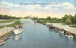 Yacht Basin From Interstate Bridge Marinette, WI Postcard Postcard