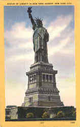 Statue Of Liberty In New York Harbor Postcard