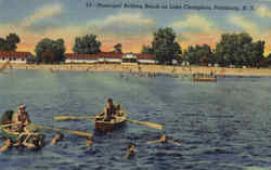 Muncipal Bathing Beach On Lake Champlain Plattsburgh, NY Postcard Postcard