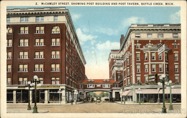 McCamley Street, showing Post Office and Post Tavern Battle Creek Michigan