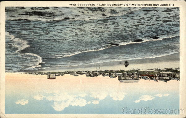 The Surf and Beach, showing Clarendon Hotel Seabreeze Florida
