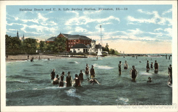 Bathing Beach and U.S. Life Saving Station Evanston Illinois