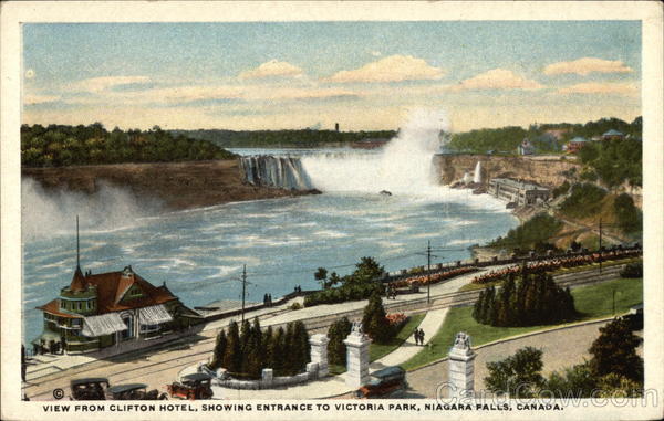 View from Clifton Hotel, showing Entrance to Victoria Park Niagara Falls Canada
