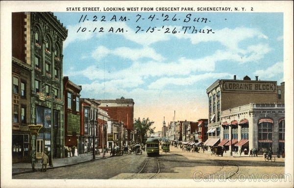 State Street, Looking West from Crescent Park Schenectady New York