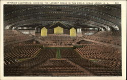 Interior Auditorium, showing Largest Organ in the World Postcard