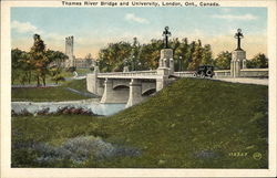 Thames River Bridge and University Postcard