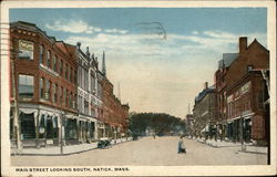 Main Street Looking South Natick, MA Postcard Postcard