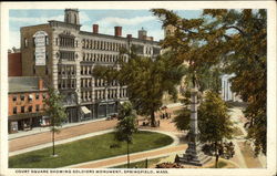 Court Square Showing Soldiers Monument Postcard