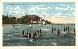 Bathing Beach and U.S. Life Saving Station Evanston, IL Postcard Postcard