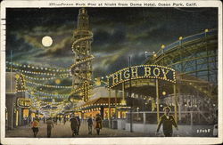Pier at Night from Dome Hotel Ocean Park, CA Postcard Postcard