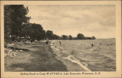 Bathing Beach at Camp WATYMCA, Lake Kampeska Watertown, SD Postcard Postcard