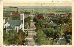 Bird's Eye View of City, Mountains in Distance Postcard