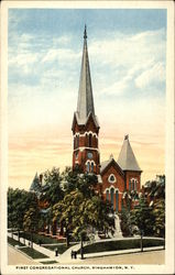 First Congregational Church Binghamton, NY Postcard Postcard