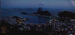 Botafogo and Sugar Loaf at NIght Rio de Janeiro, Brazil Large Format Postcard Large Format Postcard