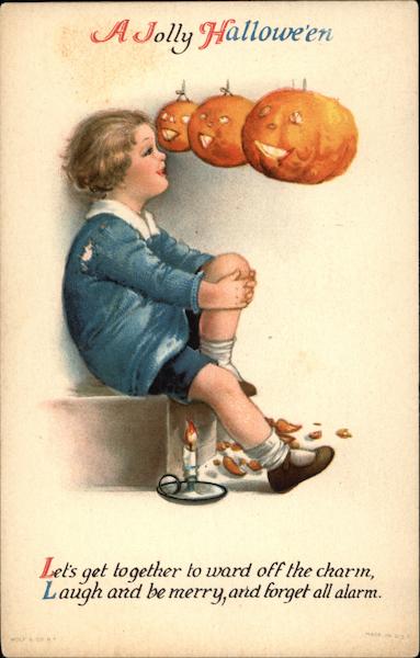 A Jolly Halloween with Child & Jack O'Lanterns Ellen Clapsaddle