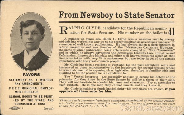 Ralph C. Clyde for State Senator Oregon Political
