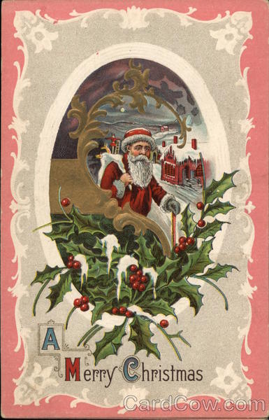 A Merry Christmas with Santa and Holly Santa Claus