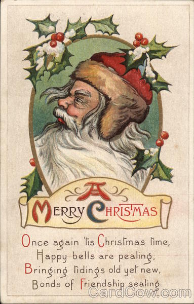 A Merry Christmas with Santa and Holly Santa Claus