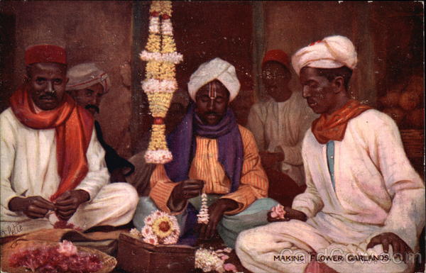 Men Making Flower Garlands India