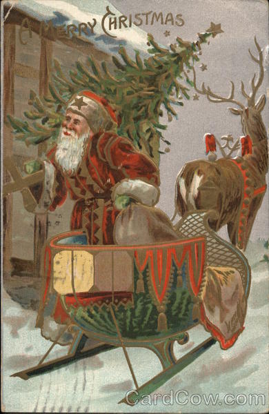 A Merry Christmas with Santa and Sleigh Santa Claus