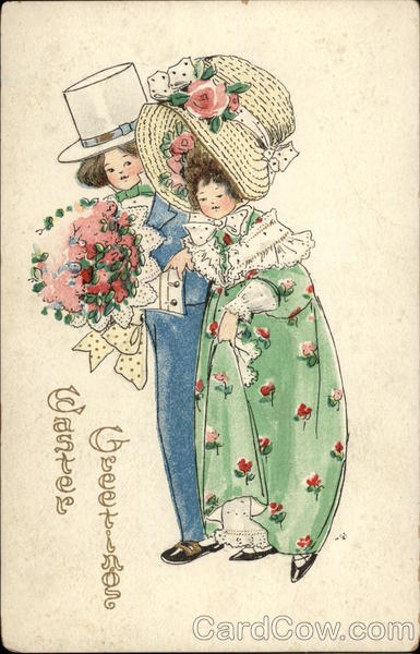 Easter Greetings with Couple in Easter Attire With Children