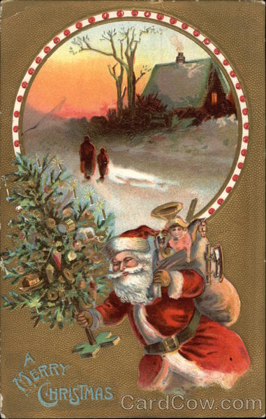 A Merry Christmas with Santa & Snow Scene Santa Claus