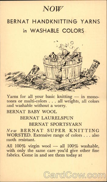 Now Bernat Handknitting Yarns in Washable Colors Advertising