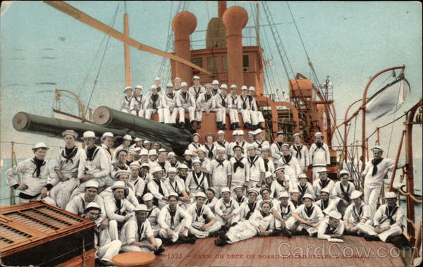 Crew on Deck on board United States Warship Navy