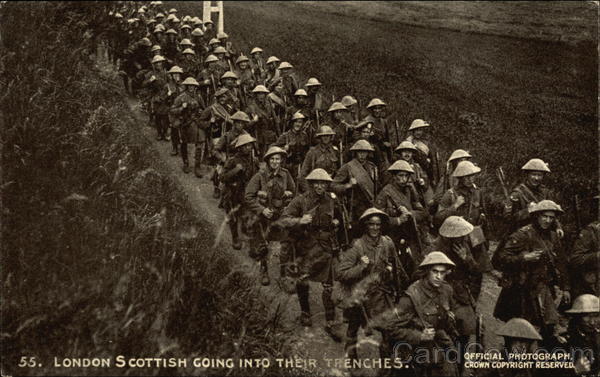 London Scottish Going Into their Trenches Military