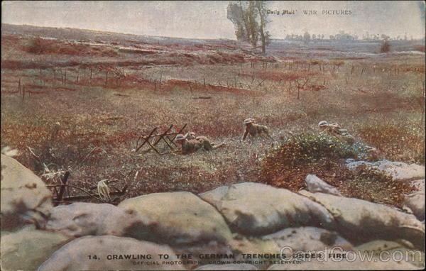 Crawling to the German Trenches Under Fire Military