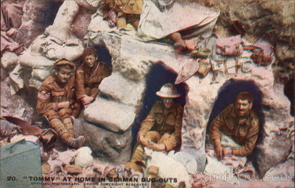 Tommy at Home in German Dug-Outs Military