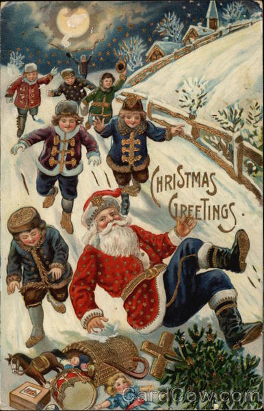 Christmas Greetings with Santa and Children