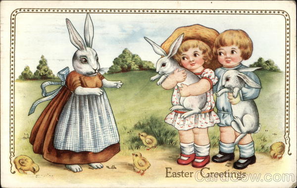Easter Greetings With Bunnies