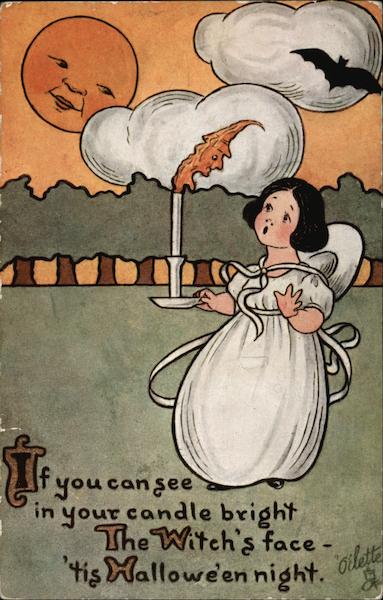 If you can see in Your Candle Bright the Witch's Face 'tis Halloween Night