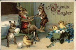 A Joyous Easter with Bunnies & Chicks Postcard