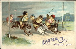 Easter Joy Attend You with Chicks & Bunnies Postcard