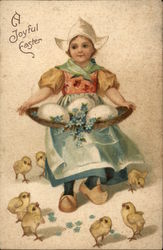 A Joyful Easter with Dutch Girl & Chicks With Chicks Postcard Postcard