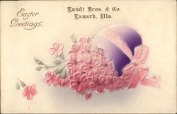 Easter Greeting with Egg & Pink Flowers Eggs Postcard Postcard