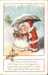 A Merry Christmas with Children in the Snow Postcard Postcard