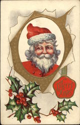 Merry Christmas with Santa and Holly Postcard