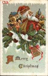 A Merry Christmas with Santa and Toys Santa Claus Postcard Postcard