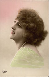 Portrait of Young Woman in Pearls Postcard