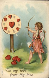 To My Love from Thy Love with Cupid Postcard