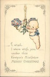 Merry Christmas with Kewpie & Mistletoe Postcard