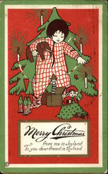Merry Christmas from me in Joyland to you Dear Friend in Toyland Postcard