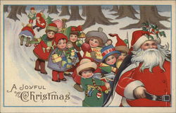 A Joyful Christmas with Santa & Children Postcard