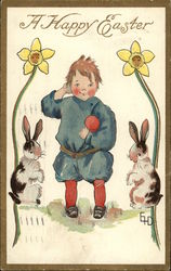 A Happy Easter with Child & Bunnies A Happy Easter with Child & Bunnies