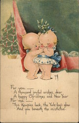 Kewpies Beneath the Mistletoe Children Postcard Postcard
