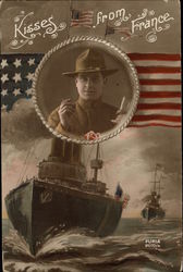 Kisses From France Postcard