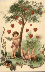Cupids Message with Hearts & Cherubs Postcard